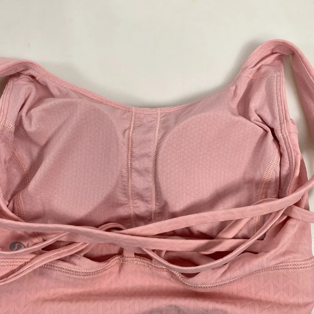 Lululemon Womens Free To Be Serene Jacquard Sports Bra 4 Pink Strappy Activewear